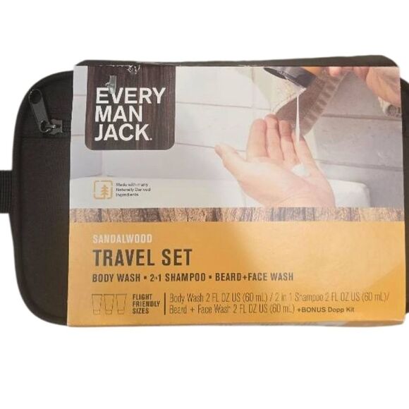 Every Man Jack Sandalwood Travel Set w/Dopp Bag - Picture 2 of 5